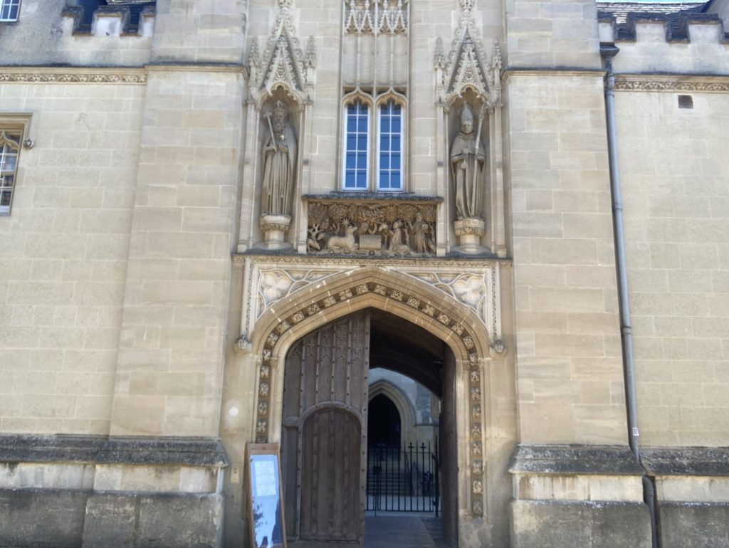 A college door standing open