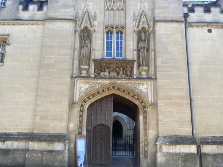 A college door standing open